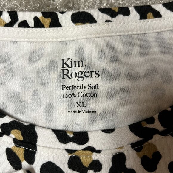 Kim Rogers Womens XL Leopard Print Top‎ 100% Cotton - Picture 2 of 8